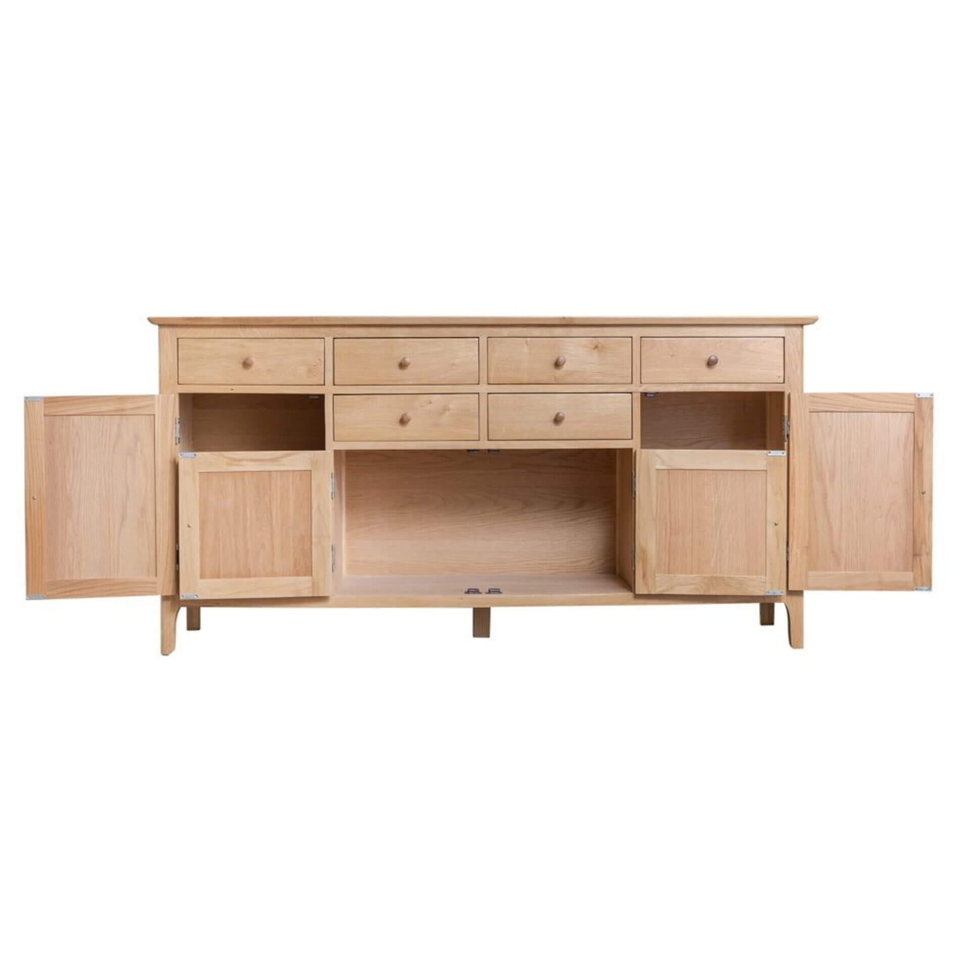Alton NT-4DS open | Pine & Oak Furniture Pine & Oak Furniture Alton Oak 4 Door Sideboard