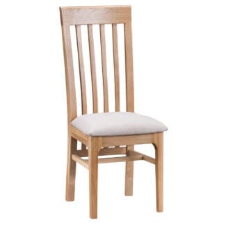 Pine and Oak Alton Oak Slat Back Fabric Seat Chair