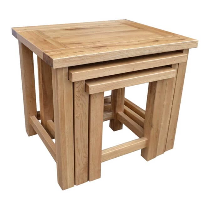 Pine and Oak Cathedral Oak Nest Of 3 Tables
