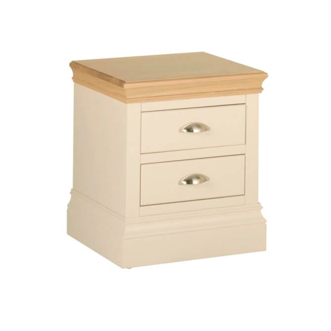 Pine and Oak Coral Painted 2 Drawer Bedside