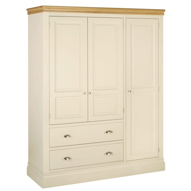 Pine and Oak Coral Painted Triple Wardrobe