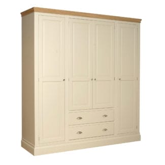 Pine and Oak Coral Painted Quad Wardrobe