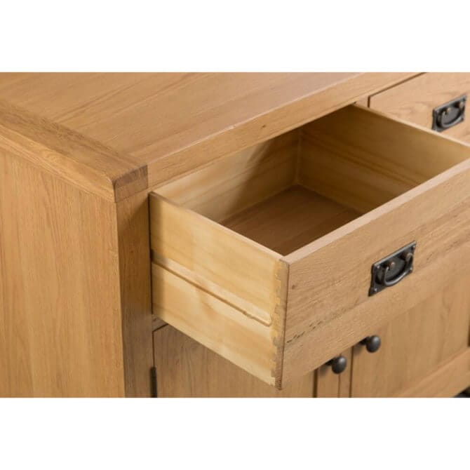 Pine and Oak Coburn Oak 4 Door, 3 Drawer Sideboard