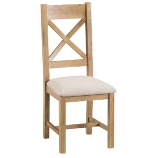 Pine and Oak Coburn Oak Cross Back Fabric Seat Chair