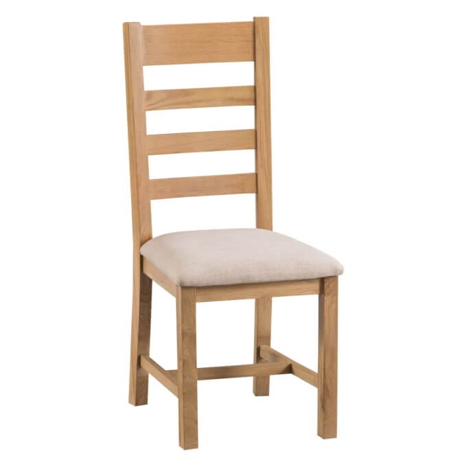 Pine and Oak Coburn Oak Ladder Back Fabric Seat Chair