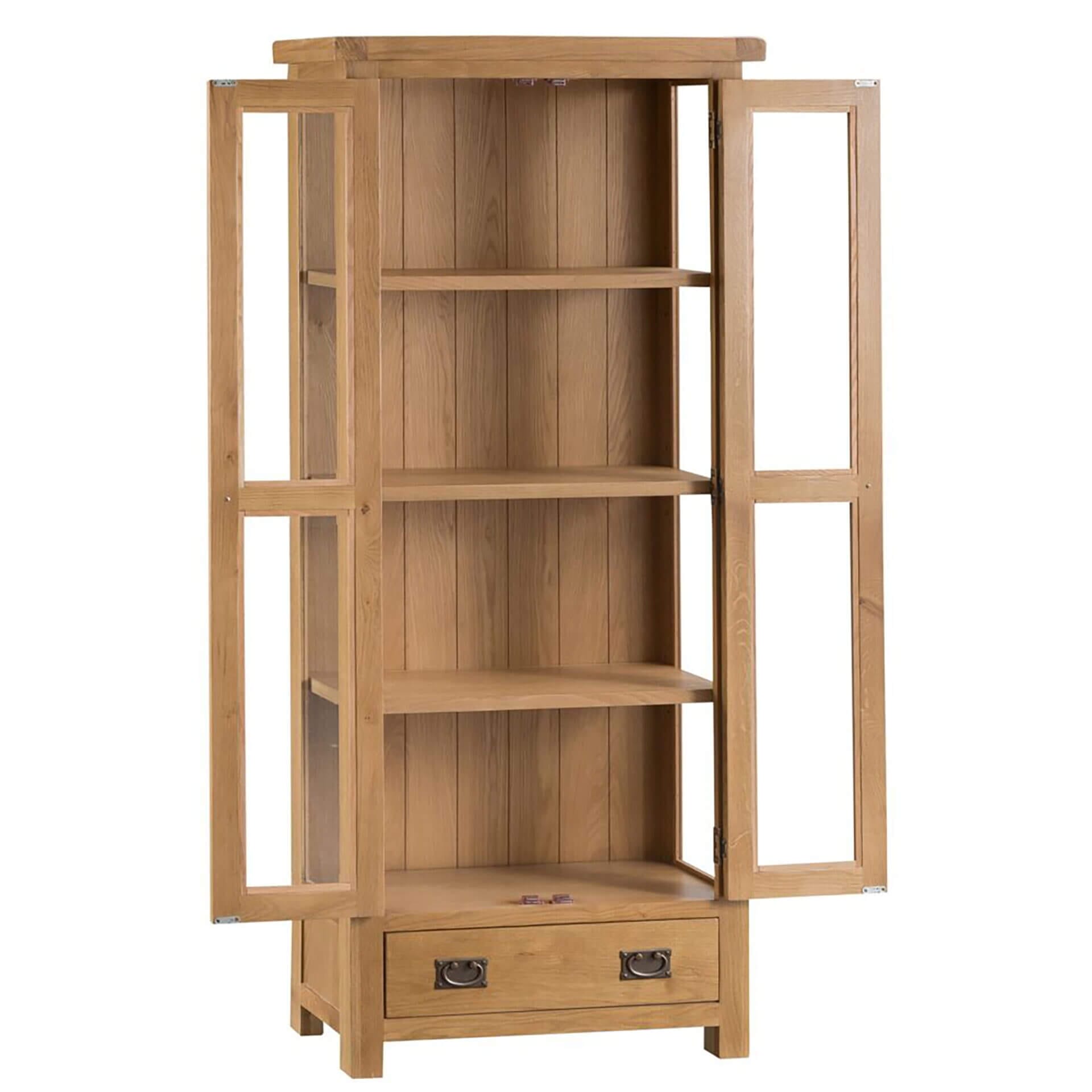 Coburn CO-DIS open | Pine & Oak Furniture Pine & Oak Furniture Coburn Oak Glazed Display Cabinet