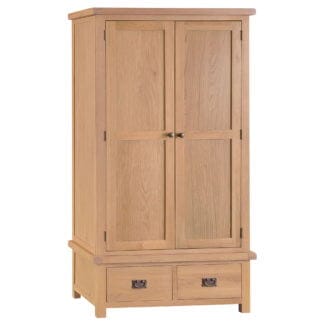 Pine and Oak Coburn Oak 2 Door, 2 Drawer Wardrobe