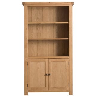 Pine and Oak Coburn Oak Large Bookcase with Lower Cupboard