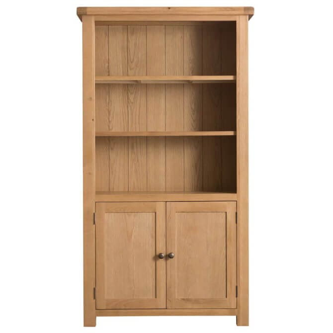 Pine and Oak Coburn Oak Large Bookcase with Lower Cupboard