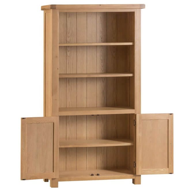 Pine and Oak Coburn Oak Large Bookcase with Lower Cupboard