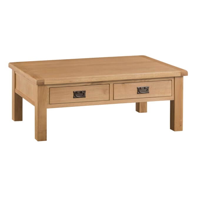 Pine and Oak Coburn Oak Large Coffee Table with Drawers