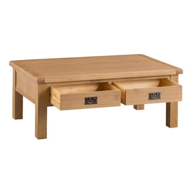 Pine and Oak Coburn Oak Large Coffee Table with Drawers