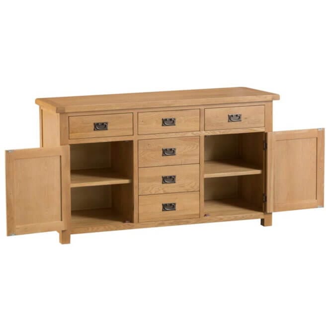 Pine and Oak Coburn Oak 2 Door, 6 Drawer Sideboard