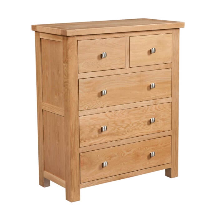 Pine and Oak Dorchester Oak 2 Over 3 Chest of Drawers