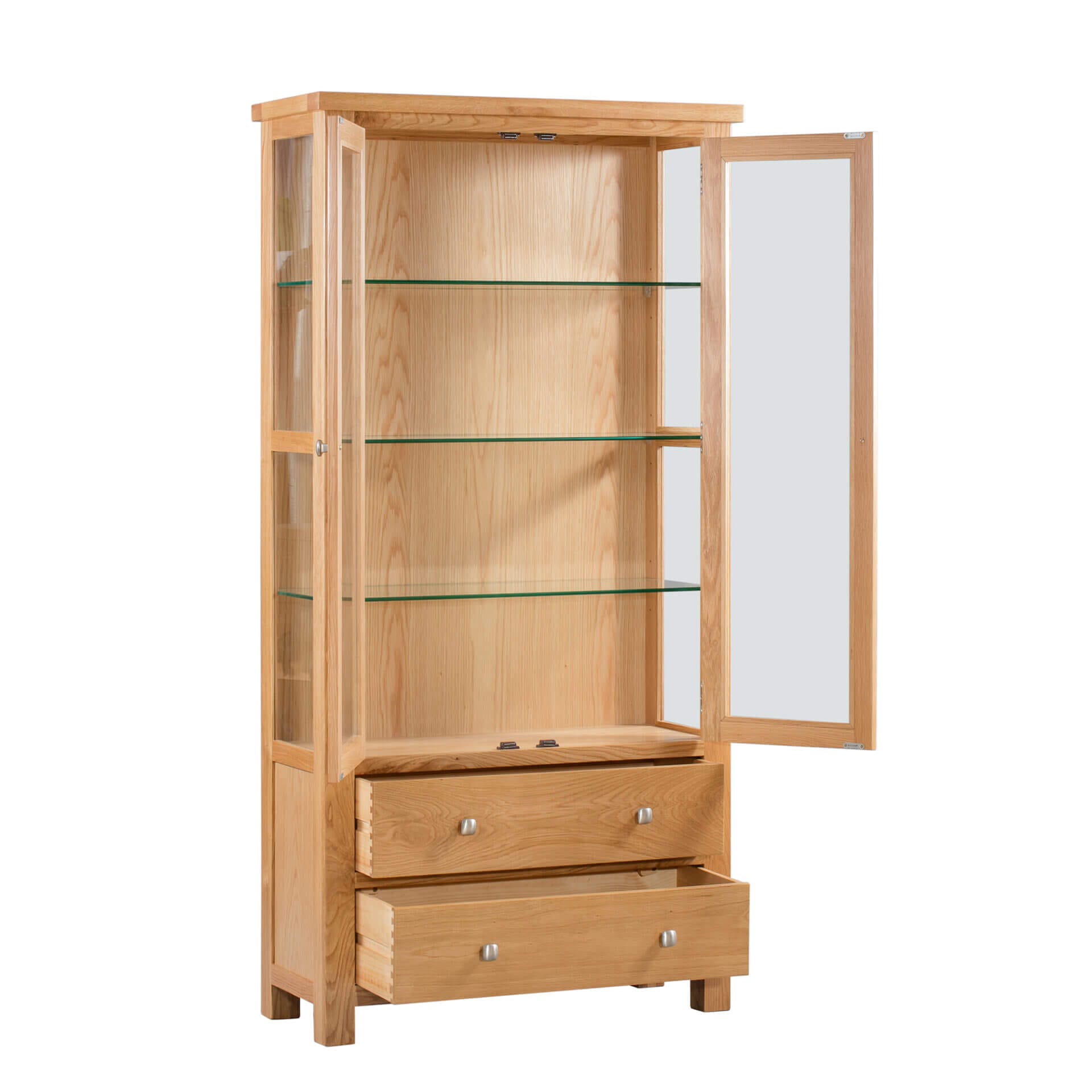 Oak glazed display cabinet discount