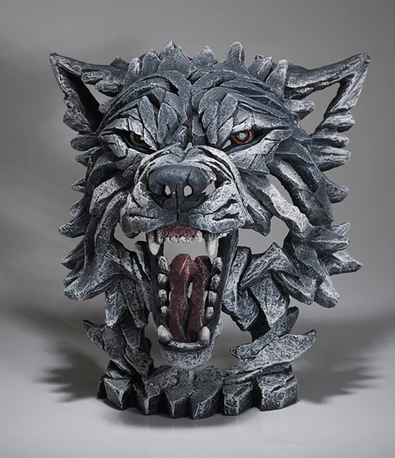 EDB04R-Wolf-Bust-Grey | Pine & Oak Furniture Pine & Oak Furniture Wolf Bust - Grey