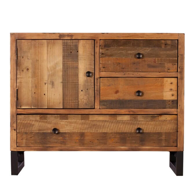 Pine and Oak Dakota Reclaimed Wood Narrow Sideboard