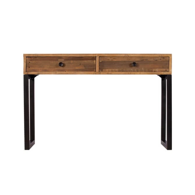 Pine and Oak Dakota Reclaimed Wood 2 Drawer Console Table