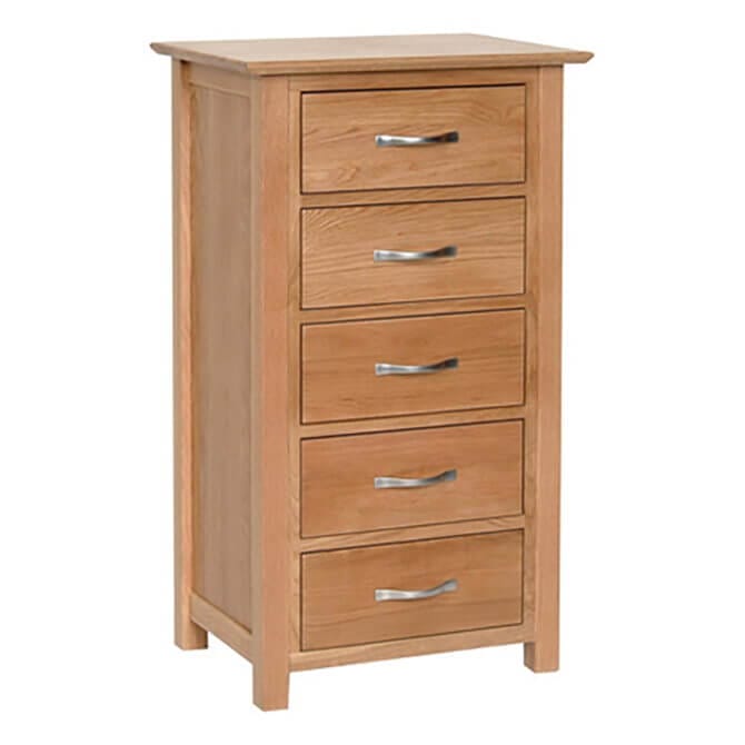 Pine and Oak Thame Oak 5 Drawer Wellington Chest