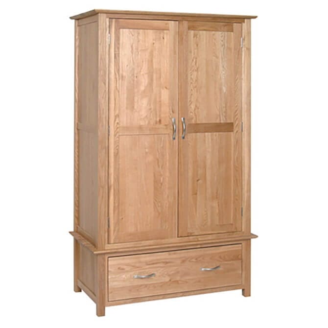 Pine and Oak Thame Oak 1 Drawer Double Wardrobe