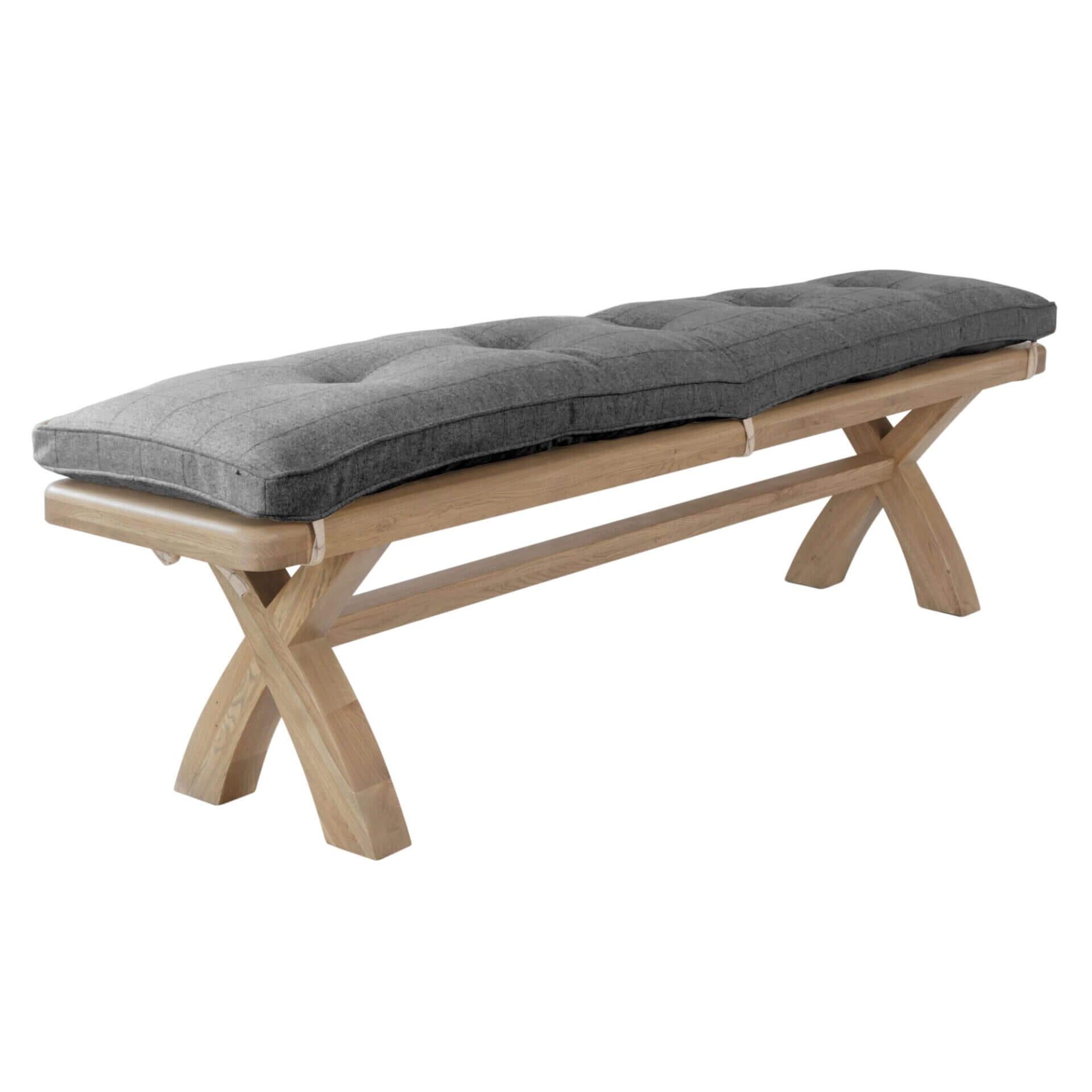 Holburn HO-20BC-G | Pine & Oak Furniture Pine & Oak Furniture Holburn Oak 2000mm Bench Cushion Only, Grey Check Fabric