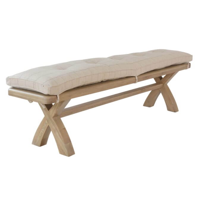 Pine and Oak Holburn Oak 2000mm Bench Cushion Only, Natural Check Fabric