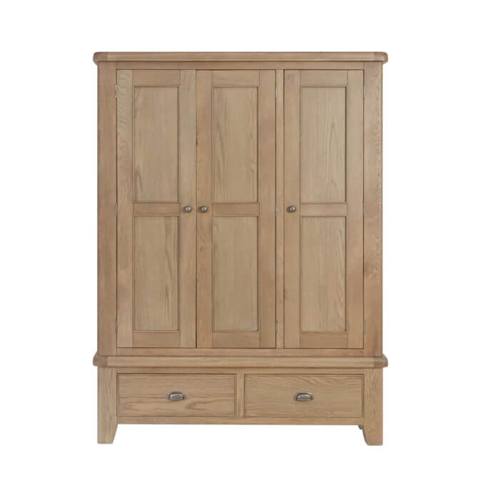 Pine and Oak Holburn Oak 2 Drawer Triple Wardrobe