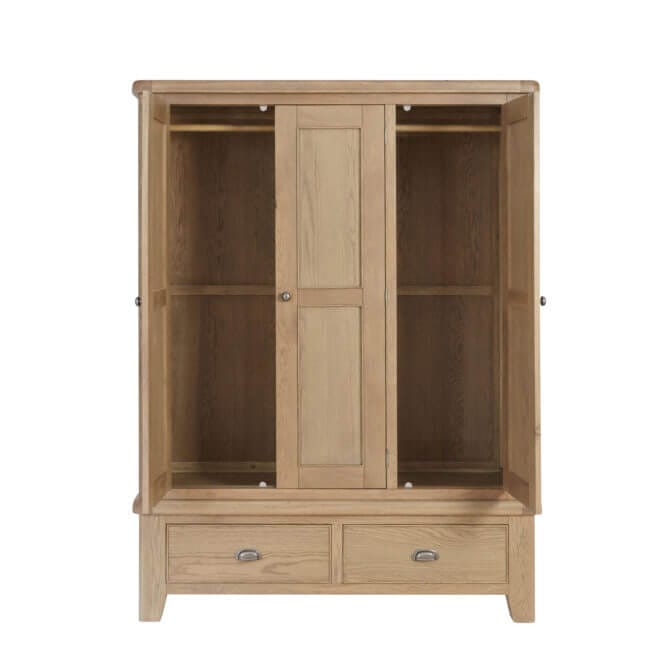 Pine and Oak Holburn Oak 2 Drawer Triple Wardrobe