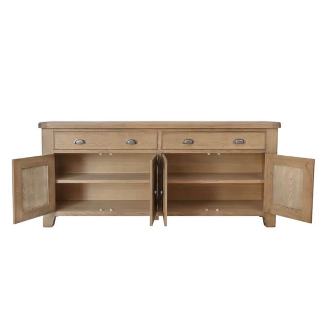 Pine and Oak Holburn Oak 4 Door, 2 Drawer Sideboard