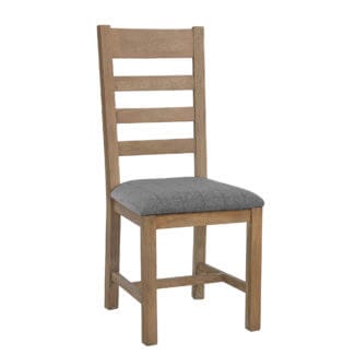Pine and Oak Holburn Oak Horizontal Slat Chair, Grey Check Fabric Seat