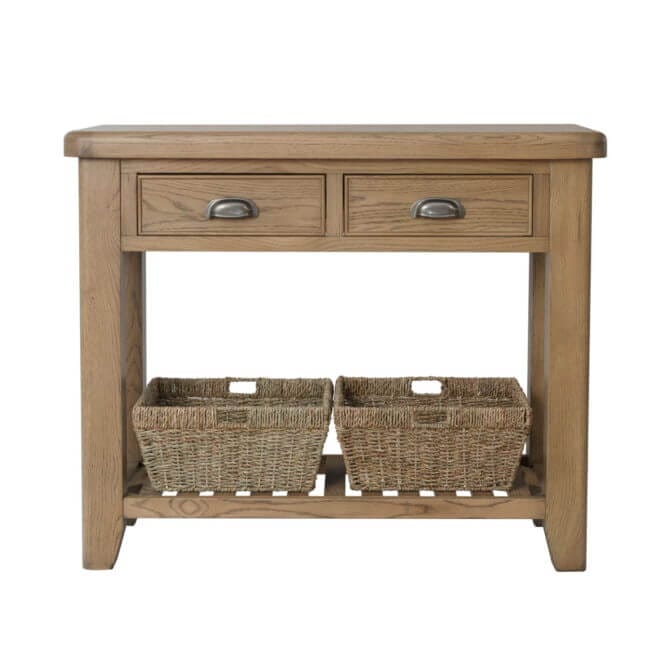 Pine and Oak Holburn Oak 2 Drawer Console Table