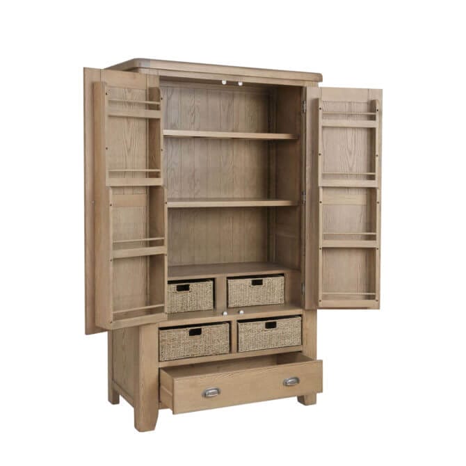 Pine and Oak Holburn Oak Larder Unit, 2 Doors,1 Drawer