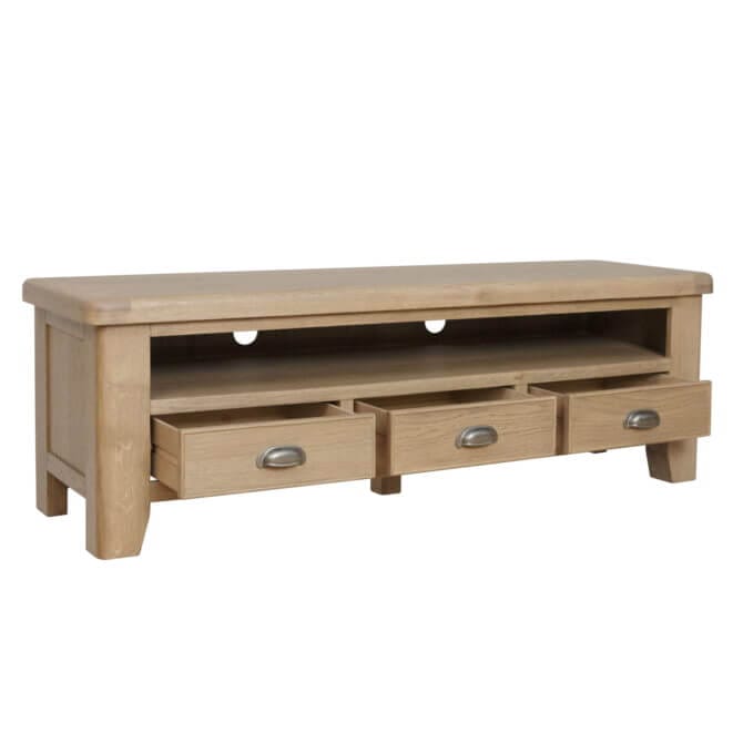 Pine and Oak Holburn Oak Large, 3 Drawer TV Unit