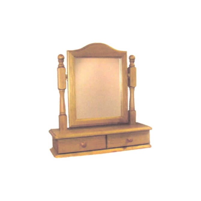 Pine and Oak Cottage Pine Dressing Table Mirror With 2 Drawers