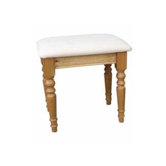 W1BR12UP | Pine & Oak Furniture Pine & Oak Furniture Cottage Pine Dressing Table Stool, Cream Fabric