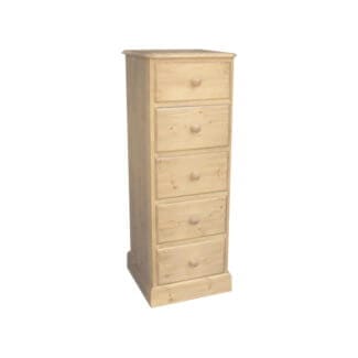 Pine & Oak Furniture Cottage Pine 16inches  5 Drawer Wellington Chest