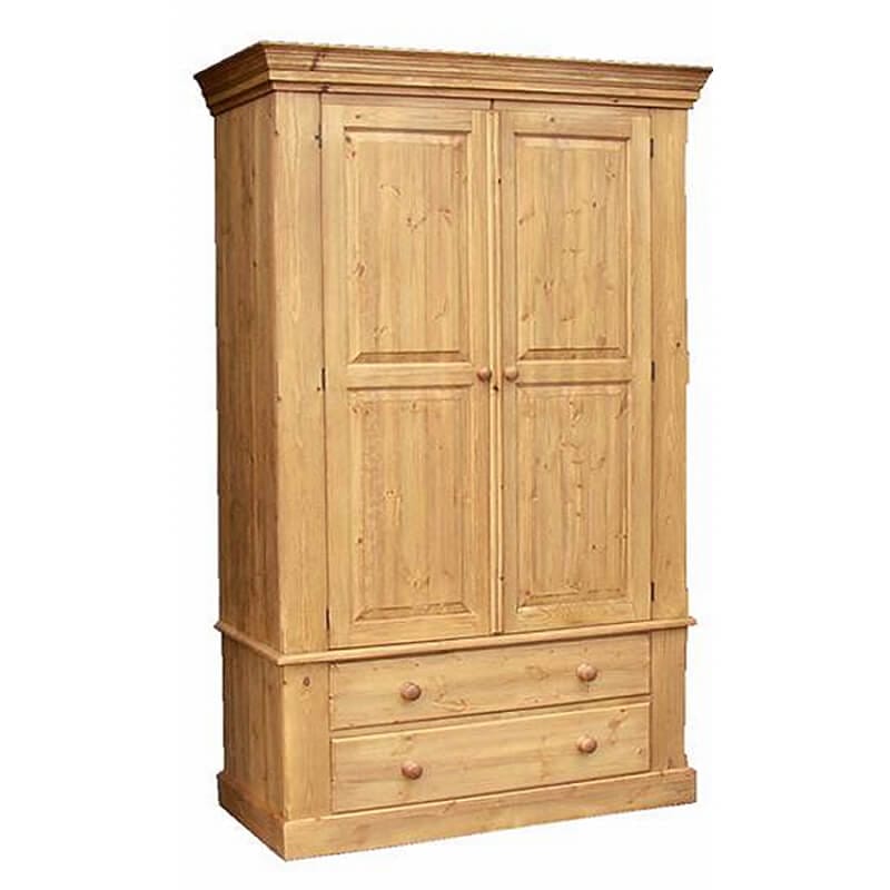 W2BR302 | Pine & Oak Furniture Pine & Oak Furniture Cottage Pine Double Wardrobe On 2 Drawers