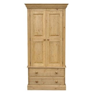 Pine & Oak Furniture Cottage Pine 2 Door, 2 Drawer Wardrobe
