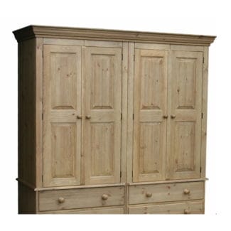 Cottage Pine 4 Door, 4 Drawer Wardrobe