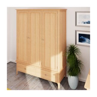 Alton Oak 3 door, 2 drawer wardrobe