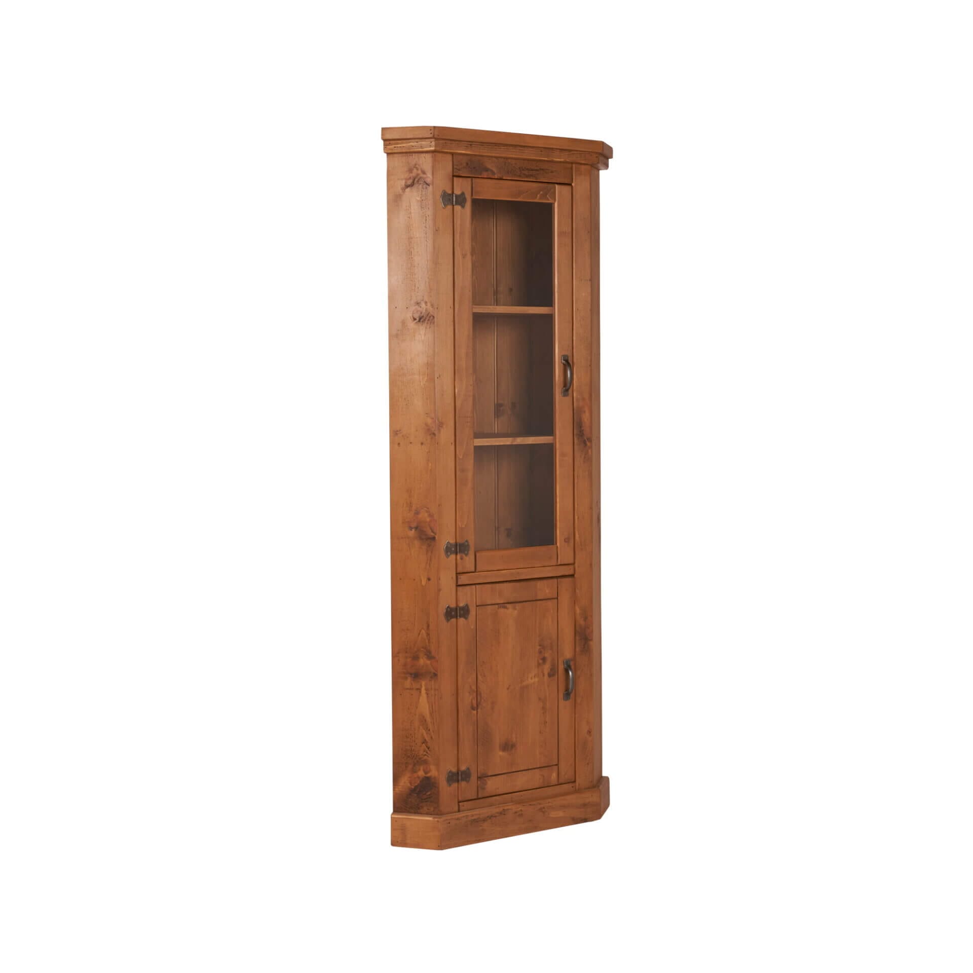 Generate UK - Pine and Oak0104 | Pine & Oak Furniture Pine & Oak Furniture Rustic Plank Tall Corner Unit with Glazed Door