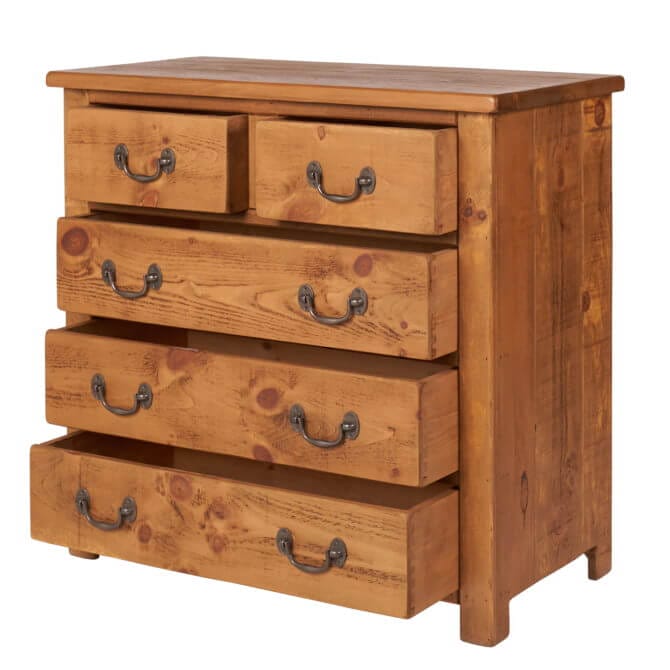 Pine and Oak Rustic Plank 2 Over 3 Chest of Drawers