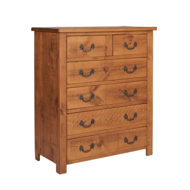 Pine and Oak Rustic Plank 2 Over 4 Chest of Drawers