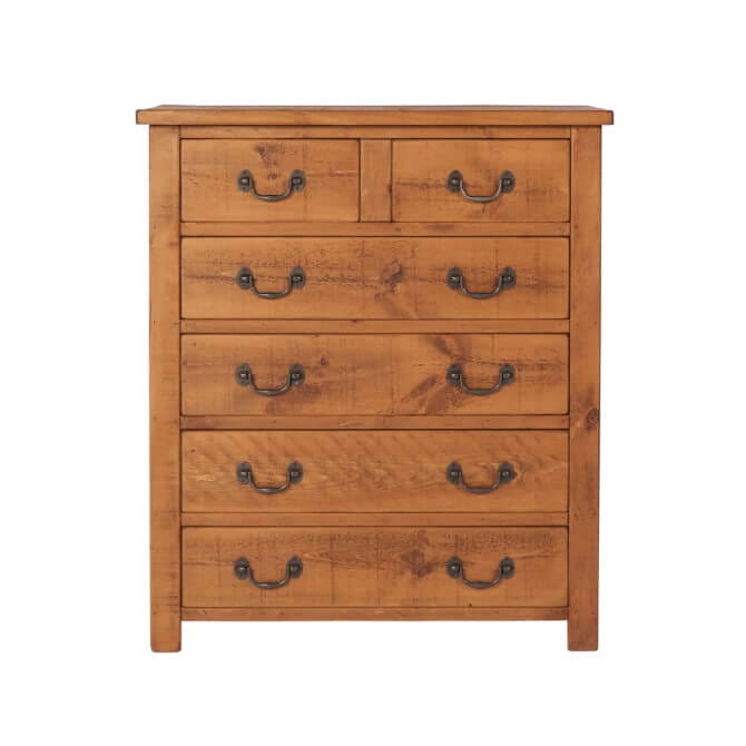 Pine and Oak Rustic Plank 2 Over 4 Chest of Drawers