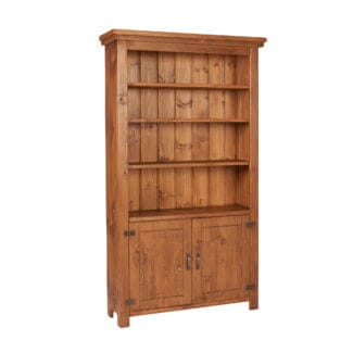 Pine and Oak Rustic Plank 6Ft6inches x 3Ft Bookcase with Lower Cupboard