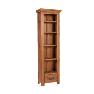 Pine and Oak Rustic Plank Long John Bookcase With 1 Drawer