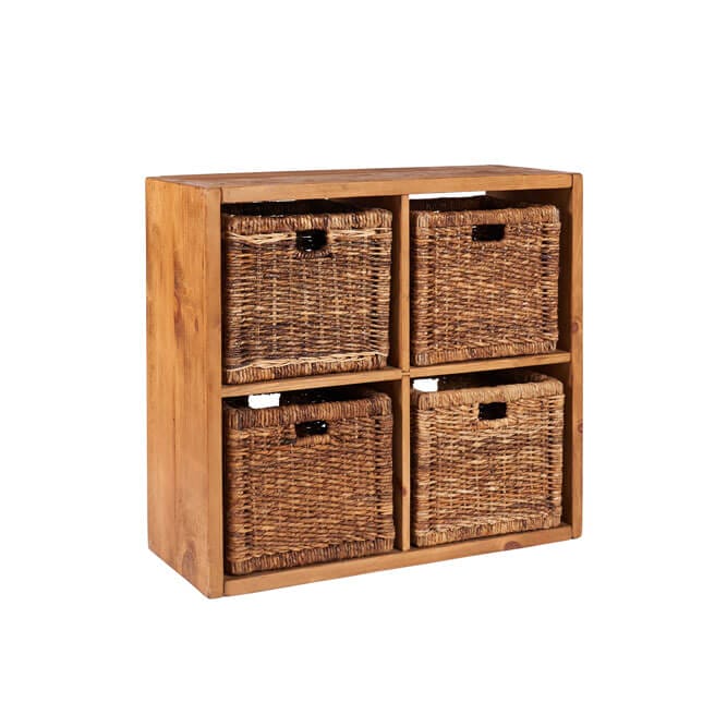 Pine and Oak0044 | Pine & Oak Furniture Pine & Oak Furniture Rustic Plank 4 Basket Multi Unit