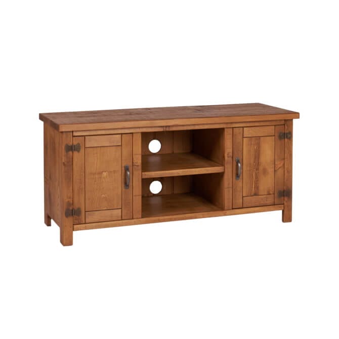 Pine and Oak Rustic Plank 2 Door Wide TV Unit