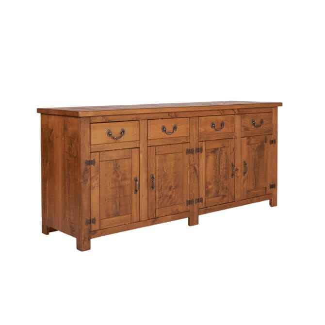 Pine and Oak Rustic Plank 4 Door, 4 Drawer Sideboard