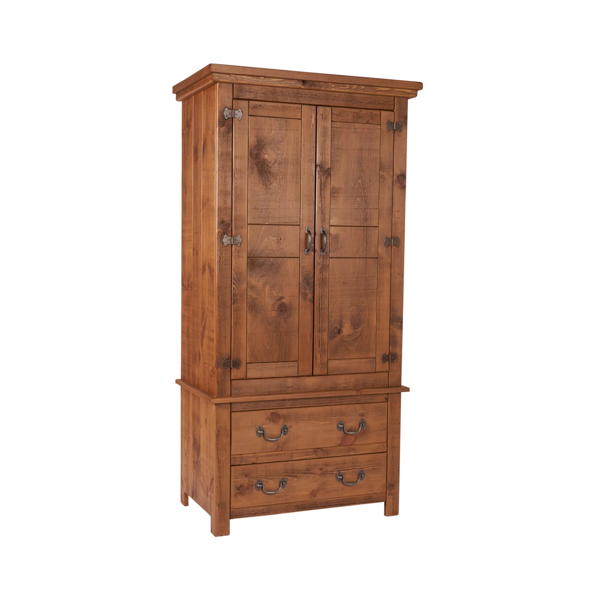 Pine and Oak4390 | Pine & Oak Furniture Pine & Oak Furniture Rustic Plank 4Ft, 2 Drawer Wardrobe
